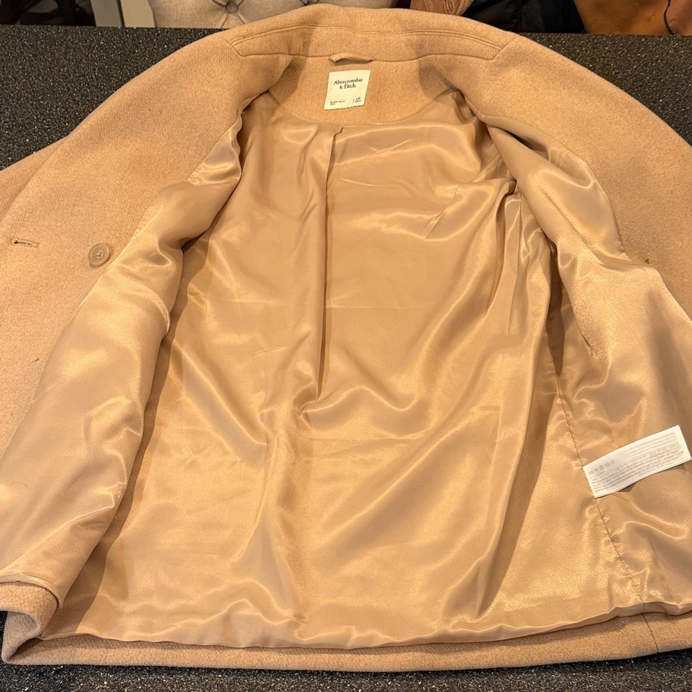 Abercrombie & Fitch Tan Double-Breasted Wool Blend Pea Coat - size XSP - Picture 4 of 5